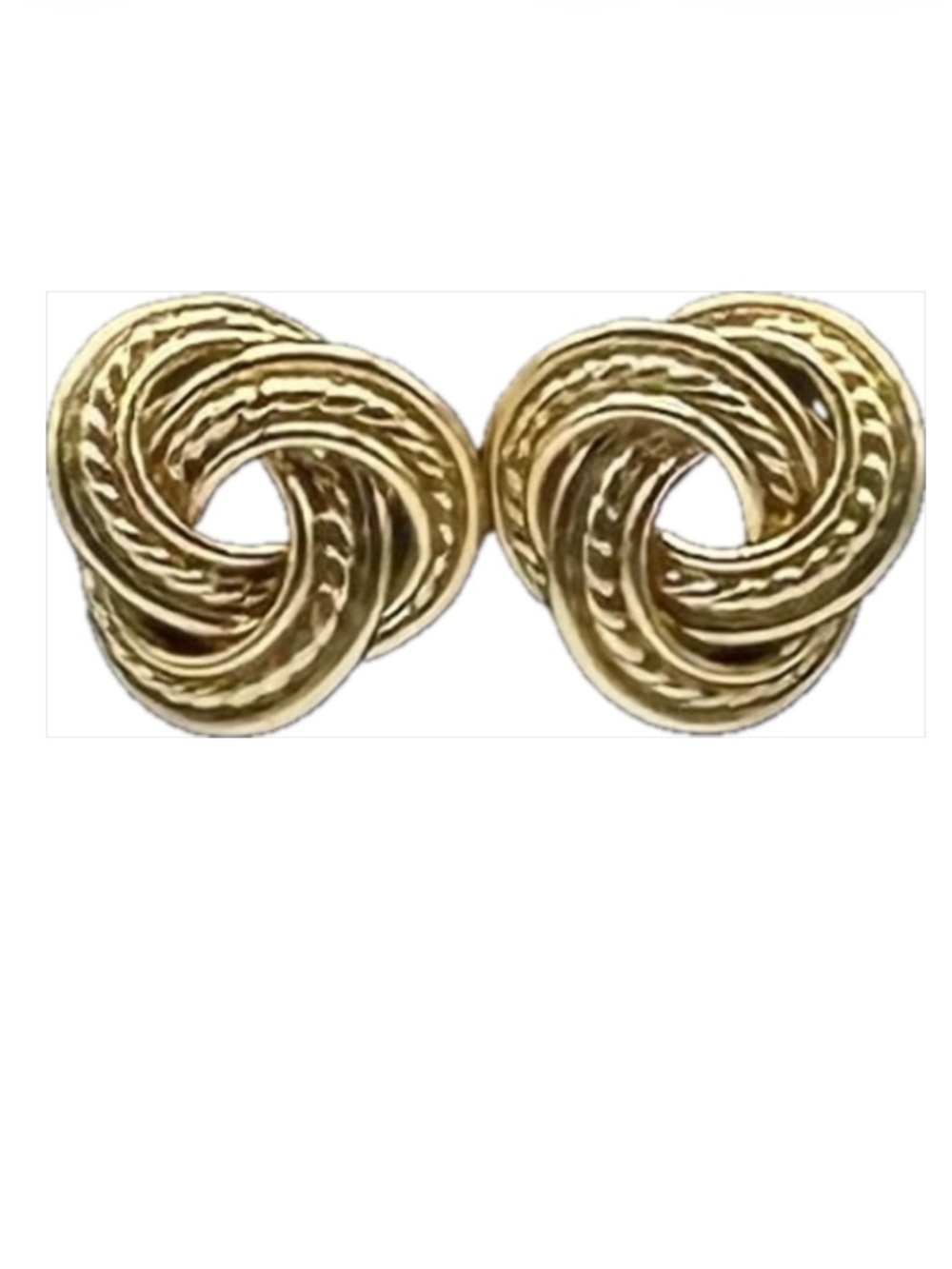 Vintage Gold Tone Love Knot Textured Swirl Statement Post Earrings 1 Inch